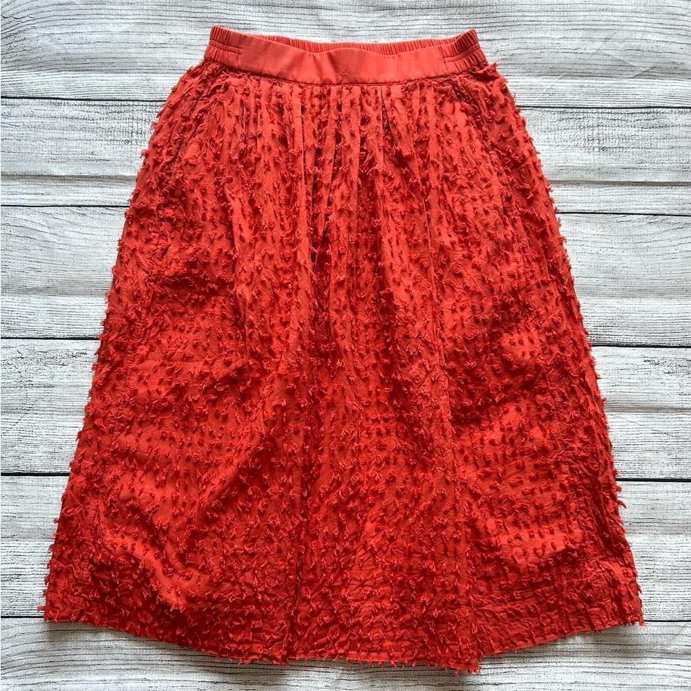 J. Crew textured dotted midi skirt with pockets in red orange size 00